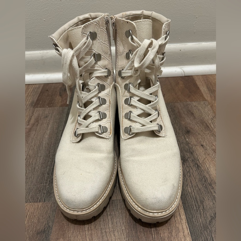 Dolce Vita Off-White Lace-Up Boots - Picture 3 of 8